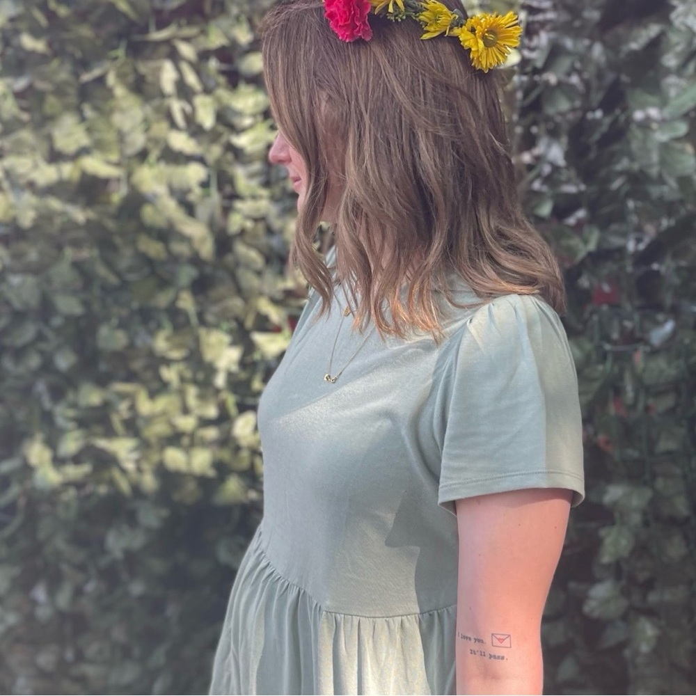 Gap Slub-Knit Waist-Defined T-Shirt Dress for Women in Sage Green - Picture 4 of 6